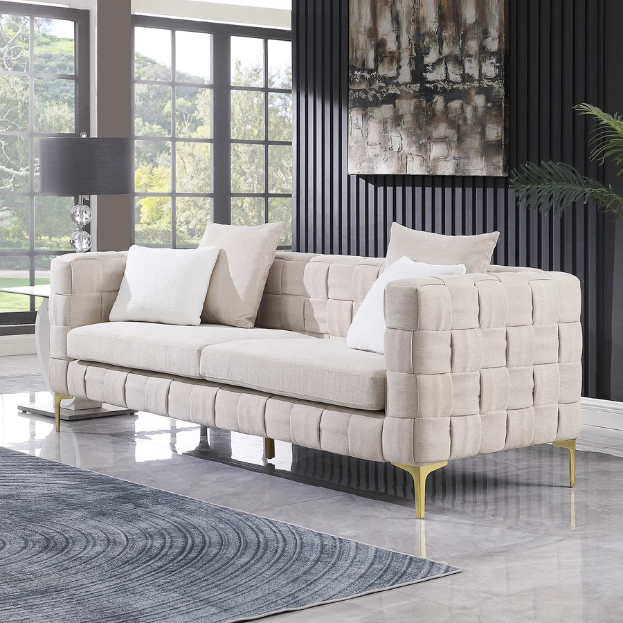 Émilie Beige Snowflake Woven Sofa