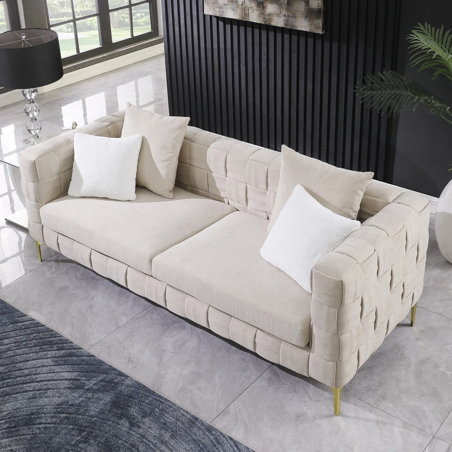 Émilie Beige Snowflake Woven Sofa